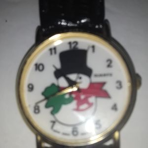 Snowman Face Watch leather band wrist watch
